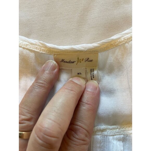 Anthropologie Meadow Rue Top XL Shirt Blouse White Embroidered Sleeveless NEW - Picture 9 of 14